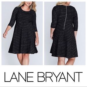 Textured Knit Striped A-Line Dress